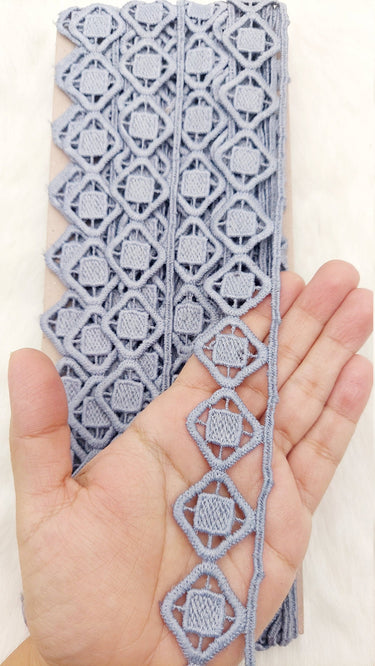 Fringe Trim Geometric Pattern, Cotton Embroidered Crafting Edging Lace Trim, Trim by 10 Yards